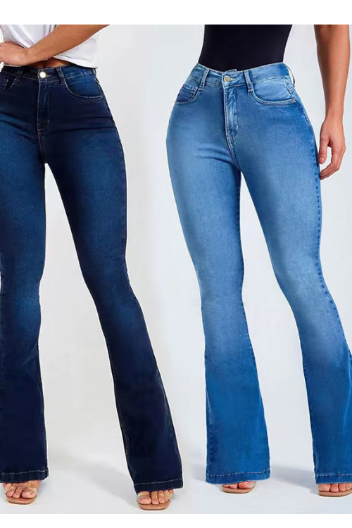 Women'S High Waist Slim Stretch Flared Jeans