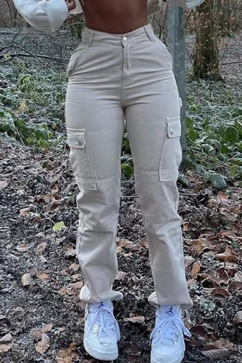 High-Stretch Solid Color Casual Work Jeans