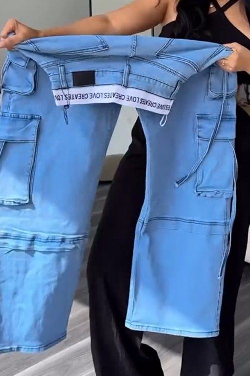 Alphabet Belt Cargo Jeans （Pre-Sale)