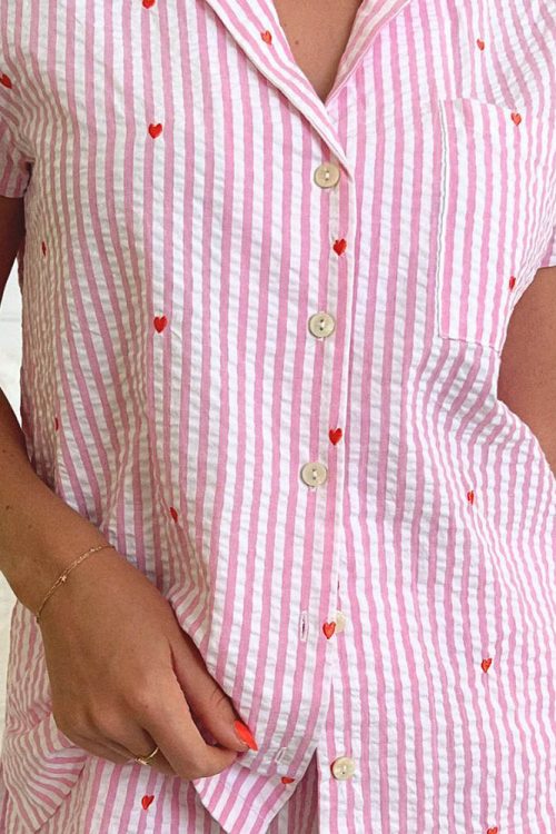 Love Striped Short Pajama Set