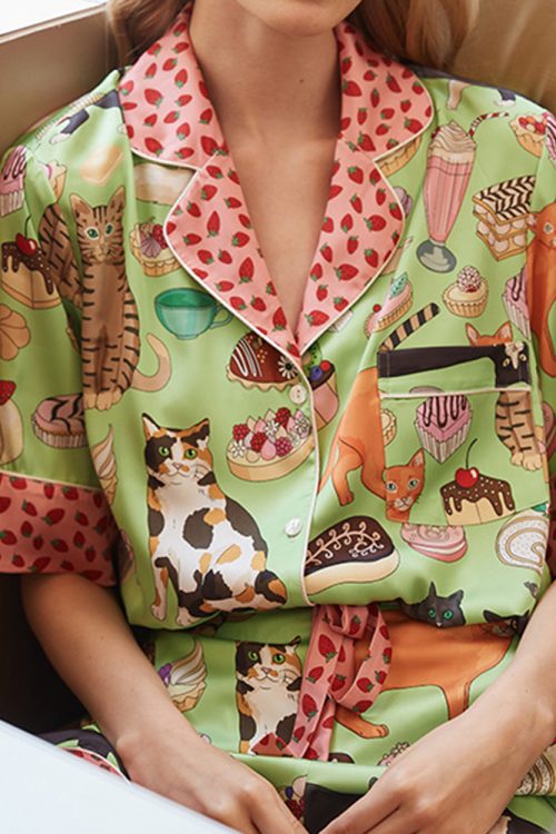 Animal Print Ice Silk Pajama Set