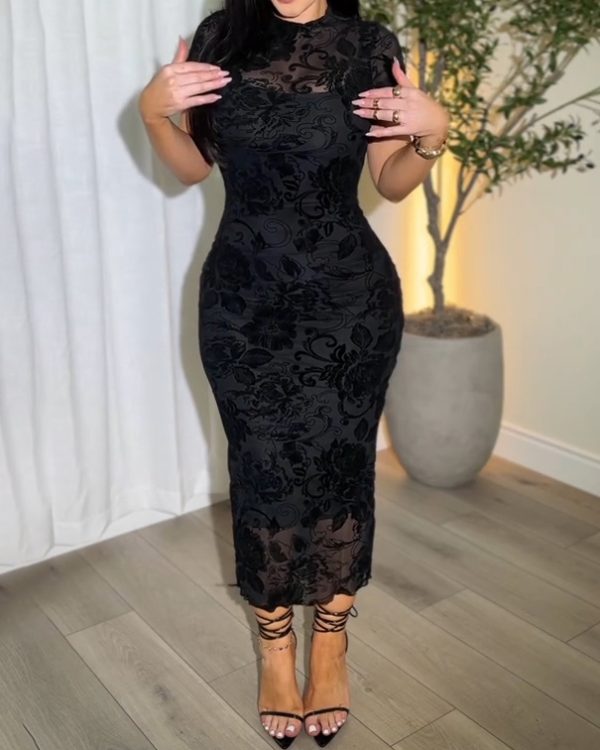 Velvet Shadow Bodycon Dress (Pre-Sale)
