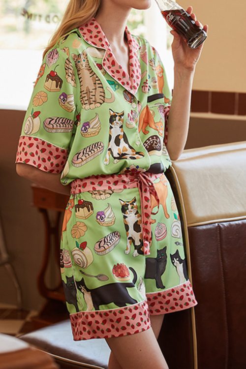 Animal Print Ice Silk Pajama Set