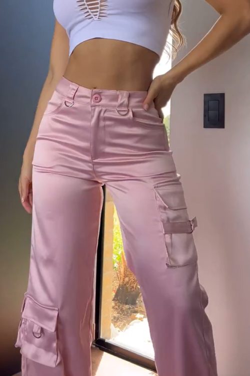 Satin Work Style Loose Casual Pants（Pre-Sale)