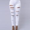 Women's Jeans Stretch Ripped Legs Skinny Niners