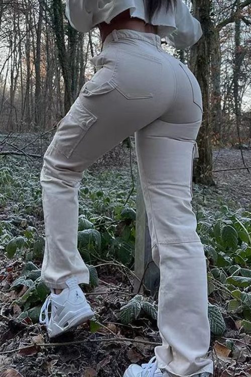 High-Stretch Solid Color Casual Work Jeans