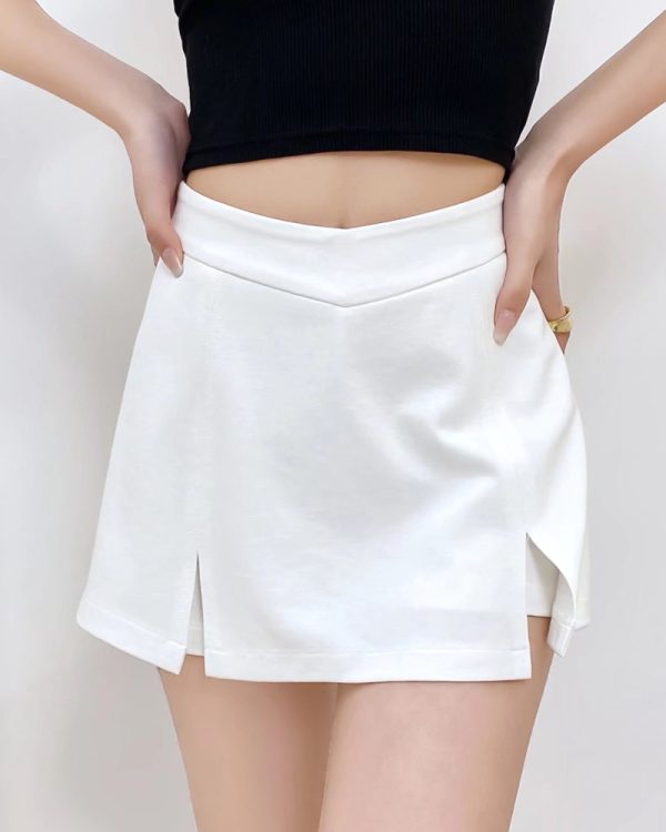 Plaid Front Slit Shorts Skirt