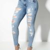 High-Waisted Ripped Skinny Jeans (Pre-Sale)