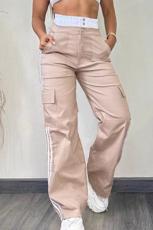 Casual Sportswear Wide-Leg Pants With Webbing