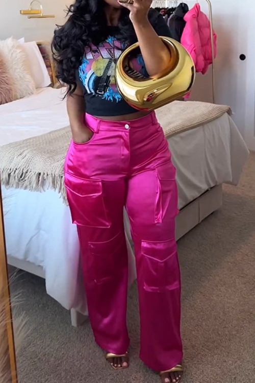 Satin Cargo-Style Trousers