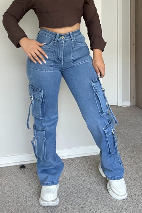 Multi-Pocket Cargo Style Jeans