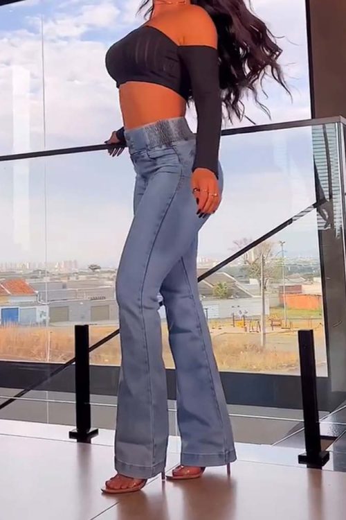 Skinny Flared Jeans With Elastic Waistband (Pre-Sale)