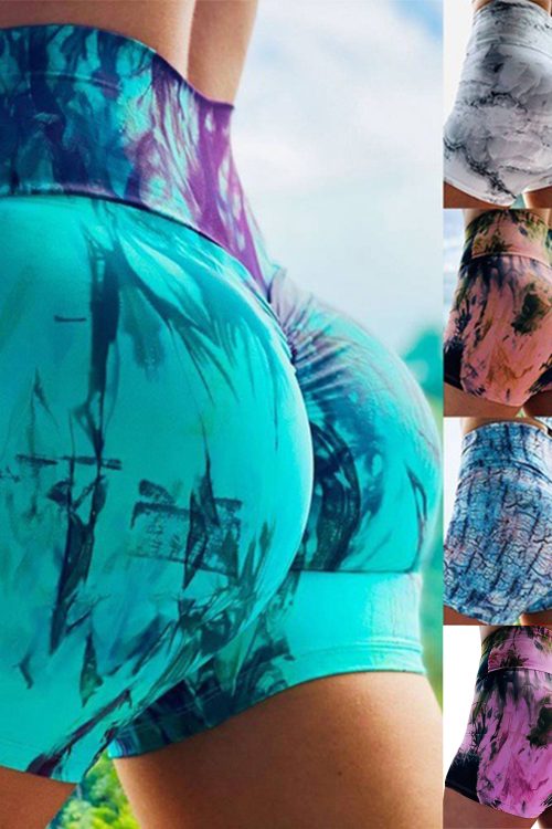 Printed High-Waisted Hip Lift Shorts