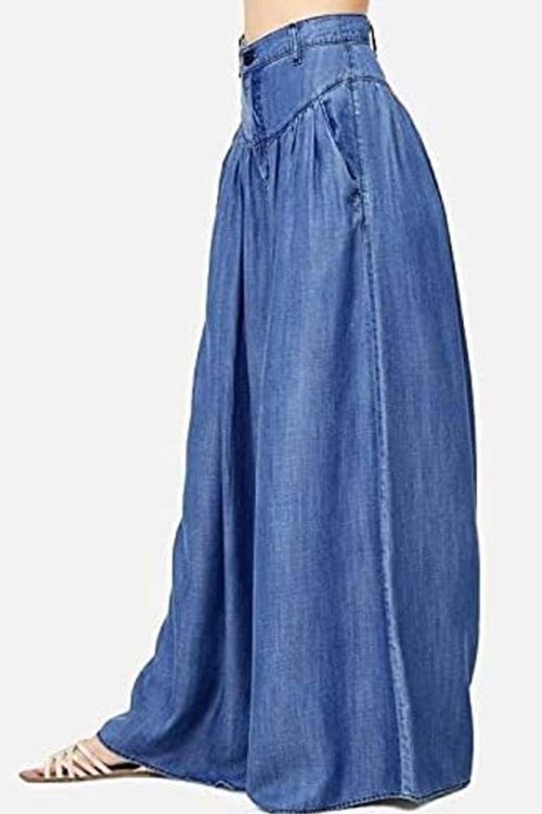High Waist Zipper Wide Leg Denim Women Pants Jeans Casual Floor Loose Ladies Spring Longs Feminine