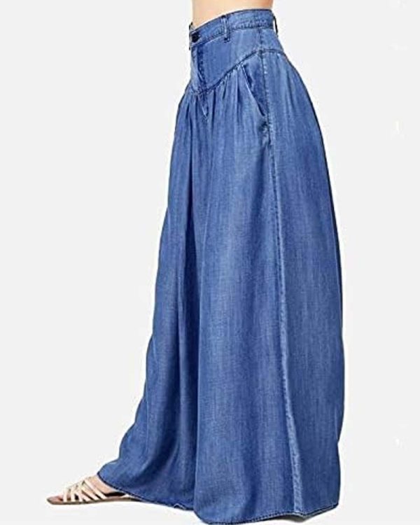 High Waist Zipper Wide Leg Denim Women Pants Jeans Casual Floor Loose Ladies Spring Longs Feminine