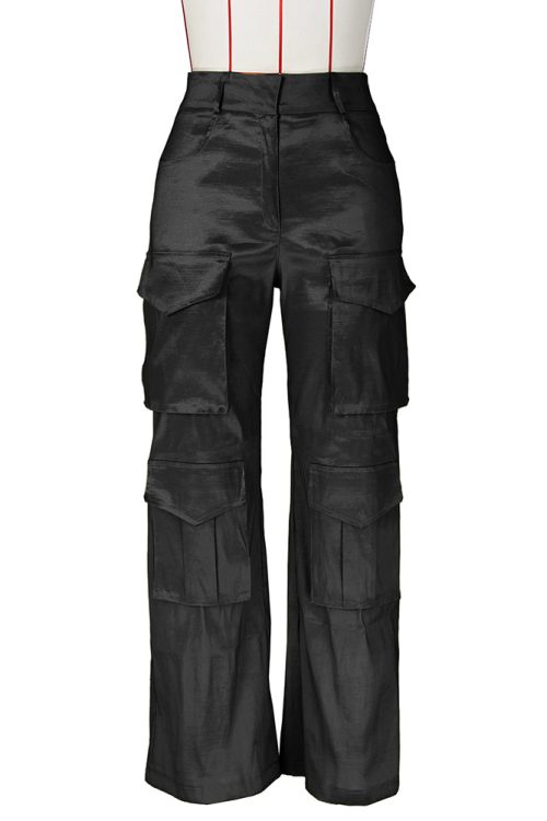 Satin Cargo-Style Trousers