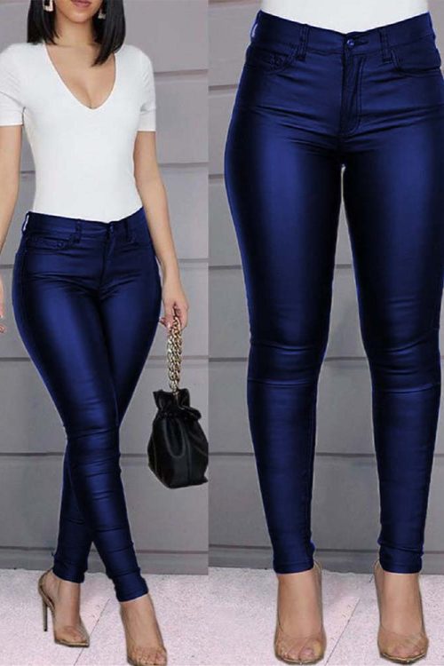 Casual Sexy Solid Color Pu Leather Pants