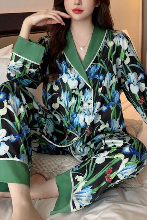 Ice Silk Printed Casual Pajamas