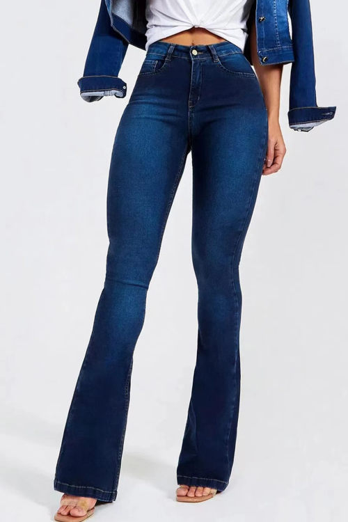 Women'S High Waist Slim Stretch Flared Jeans