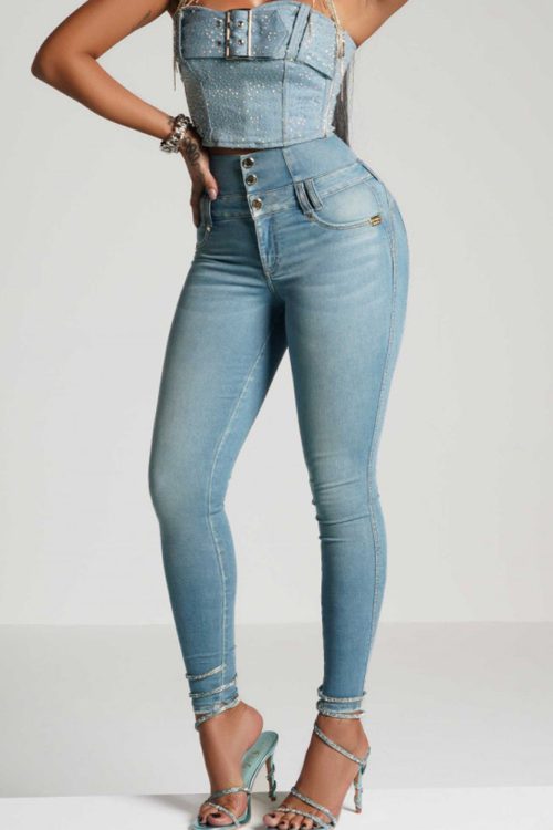 High-Waisted, Back-Zip Skinny Jeans (Pre-Sale)