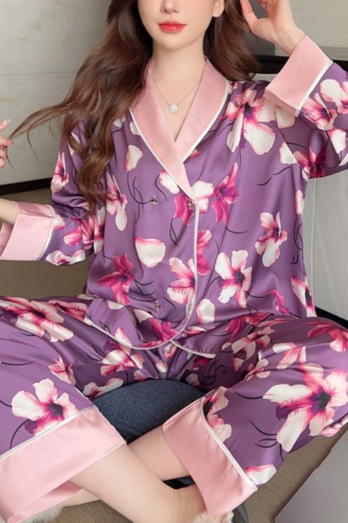 Ice Silk Printed Casual Pajamas