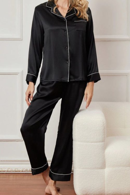 Women‘s Long Sleeve Pure Silk Pajamas Set
