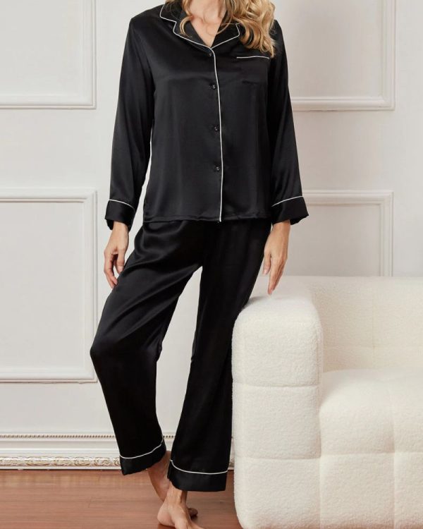 Women‘s Long Sleeve Pure Silk Pajamas Set