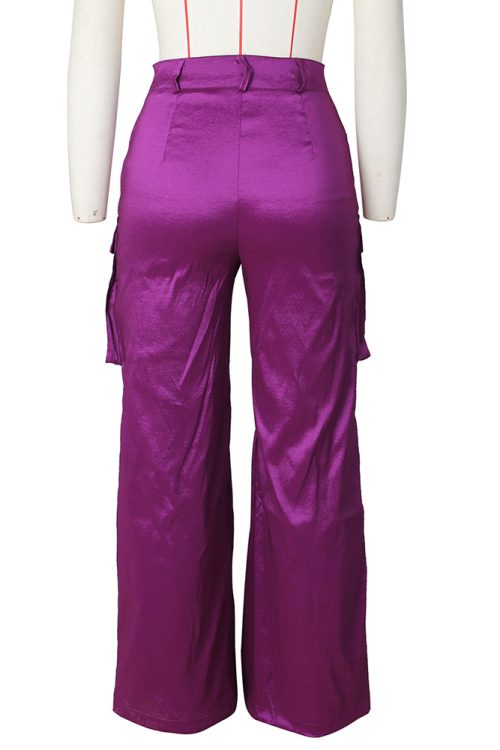 Satin Cargo-Style Trousers