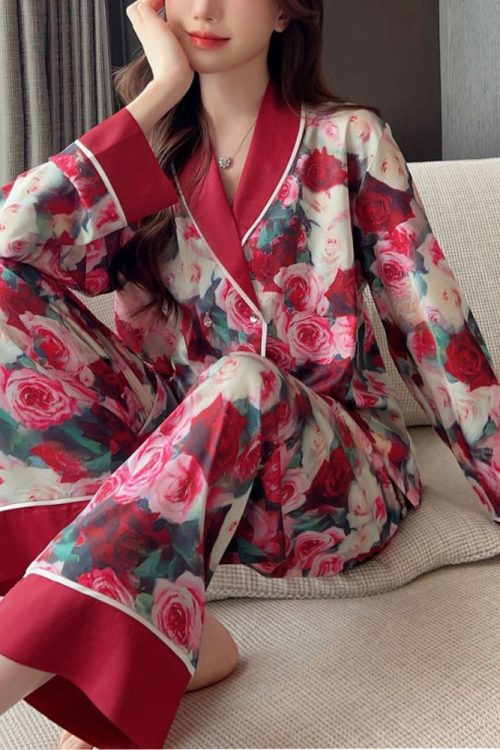 Ice Silk Printed Casual Pajamas