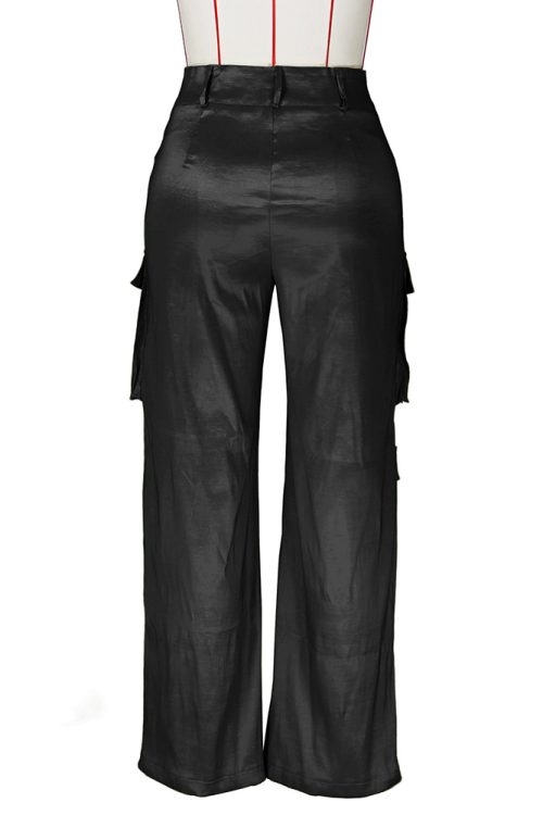 Satin Cargo-Style Trousers