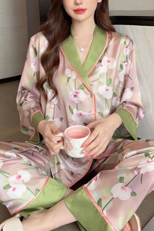 Ice Silk Printed Casual Pajamas