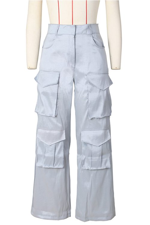 Satin Cargo-Style Trousers