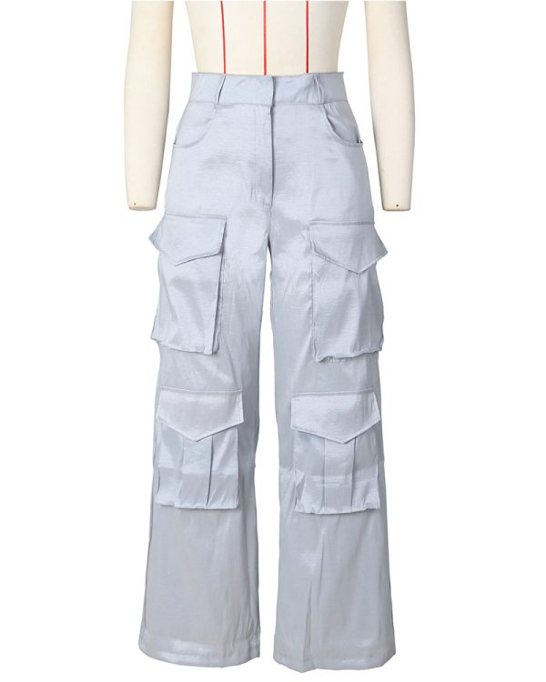 Satin Cargo-Style Trousers
