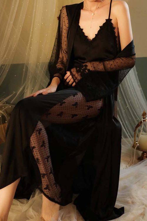 Sexy Lace Embroidered Pajama Set