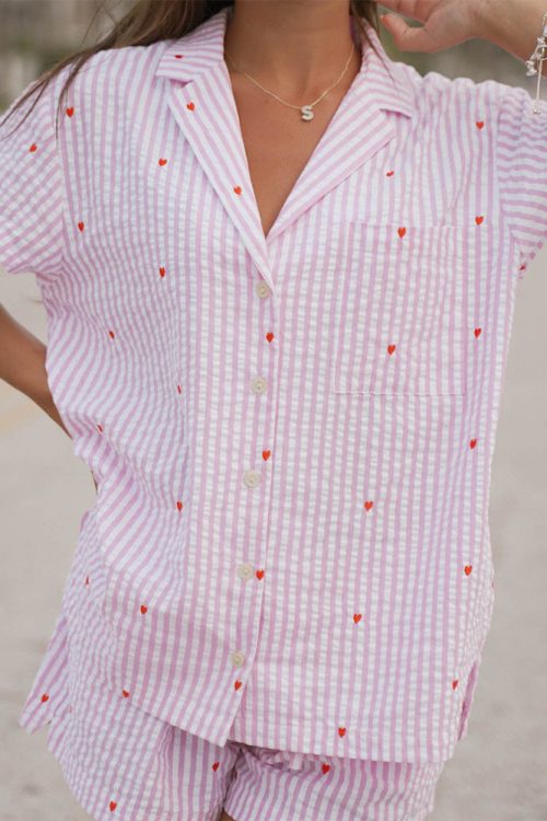 Love Striped Short Pajama Set