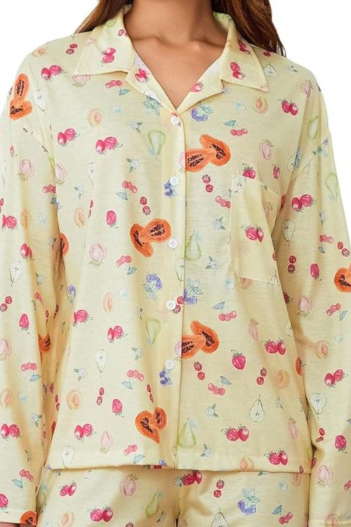 Printed Long Sleeves Button Shirt Shorts Set