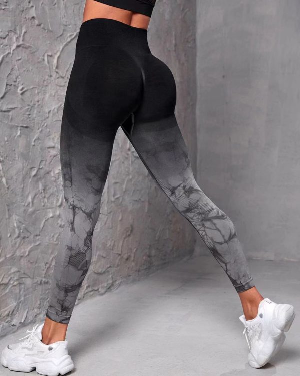 Gradient Tie-Dye Yoga Pants Seamless Women's Running Sports Pants High Waist Buttocks Gym Clothes Elastic Leggings Spot