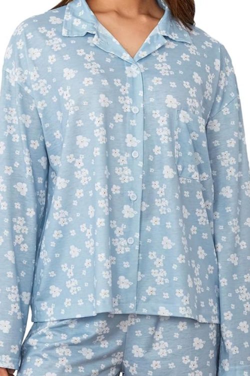 Printed Long Sleeves Button Shirt Shorts Set
