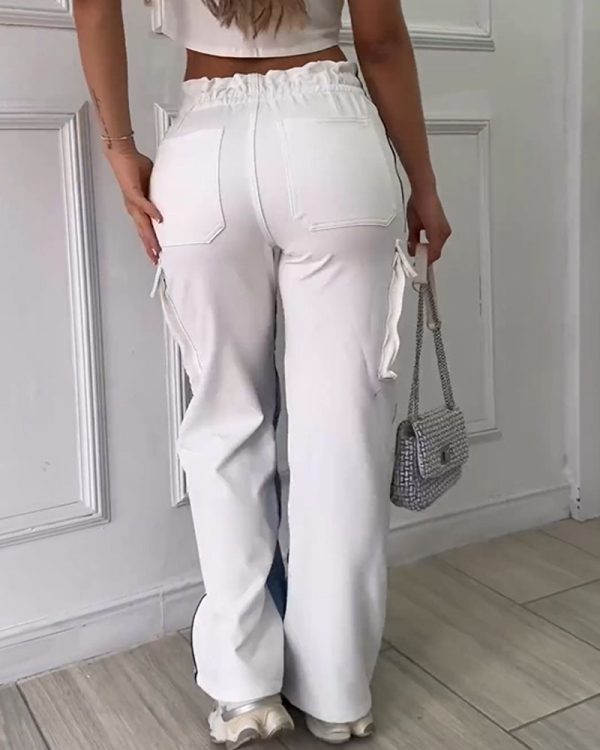 Patchwork Cargo Jeans With Lace-Up (Pre-Sale)