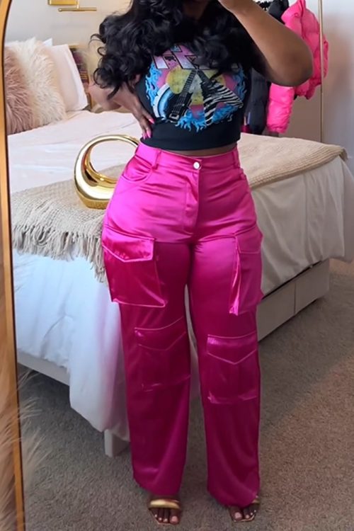 Satin Cargo-Style Trousers
