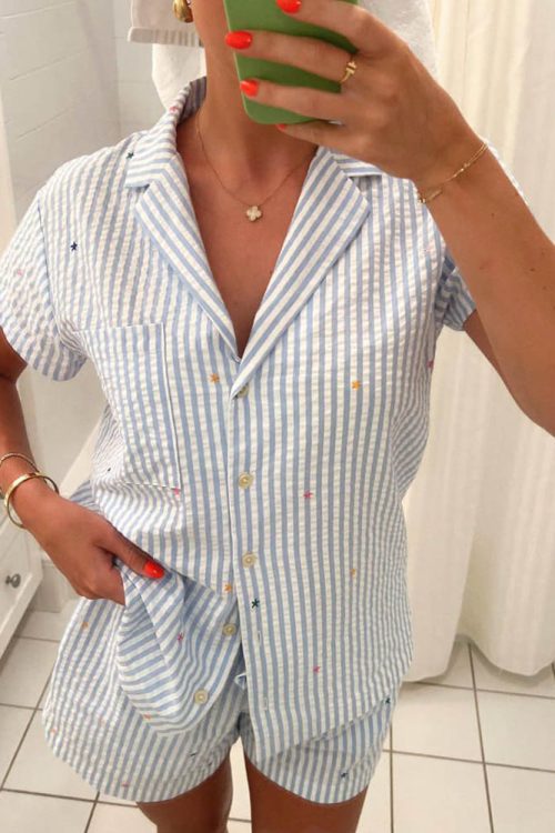 Love Striped Short Pajama Set
