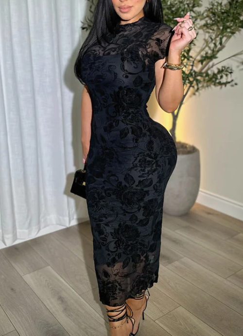Velvet Shadow Bodycon Dress (Pre-Sale)