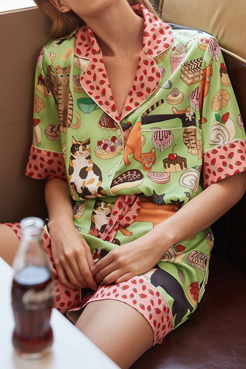 Animal Print Ice Silk Pajama Set