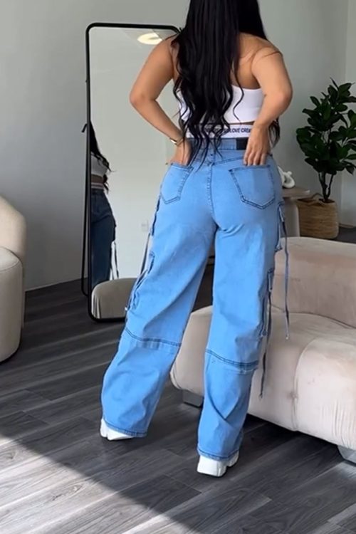 Alphabet Belt Cargo Jeans （Pre-Sale)