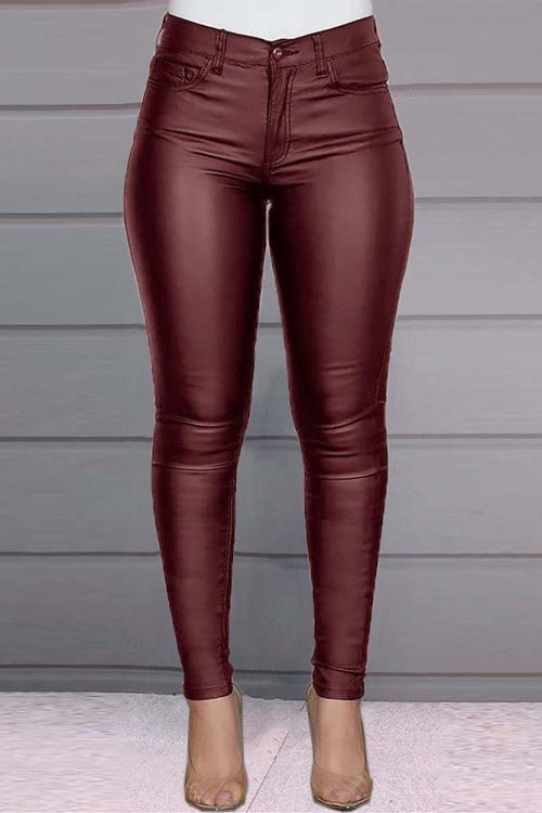 Casual Sexy Solid Color Pu Leather Pants