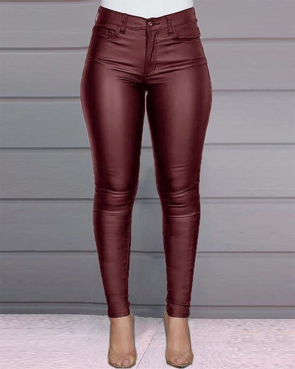 Casual Sexy Solid Color Pu Leather Pants