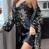 Lace-Up Robe And Nightdress Two-Piece Set