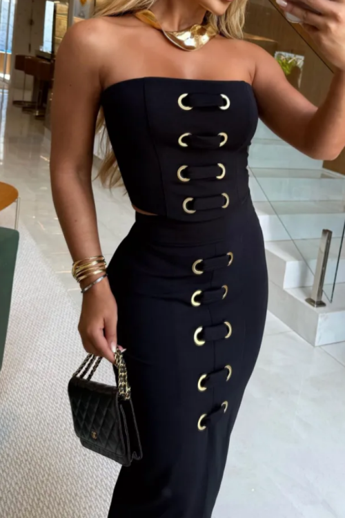 Modern Elegant Riding Top Midi Skirt Set
