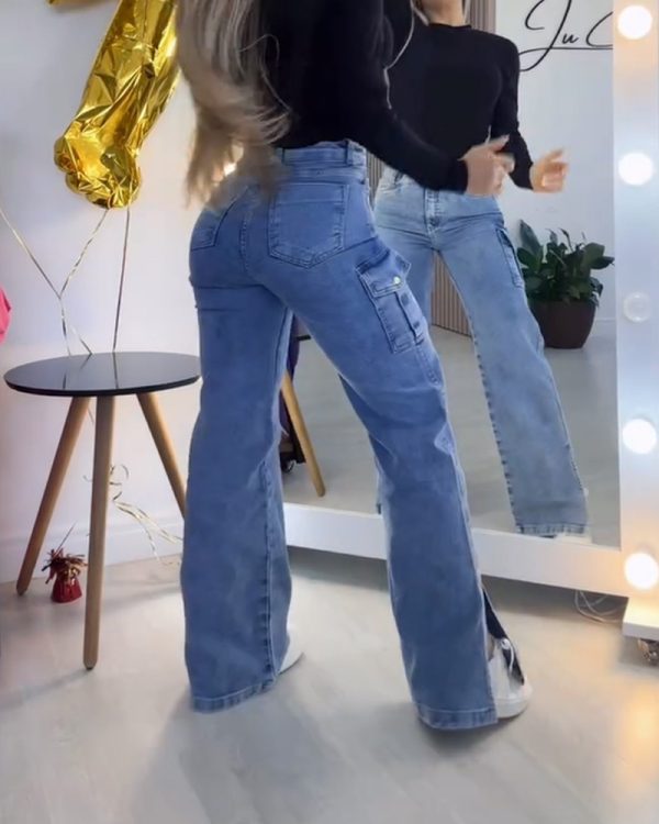 Work Style Jeans With Side Slits（Pre-Sale)