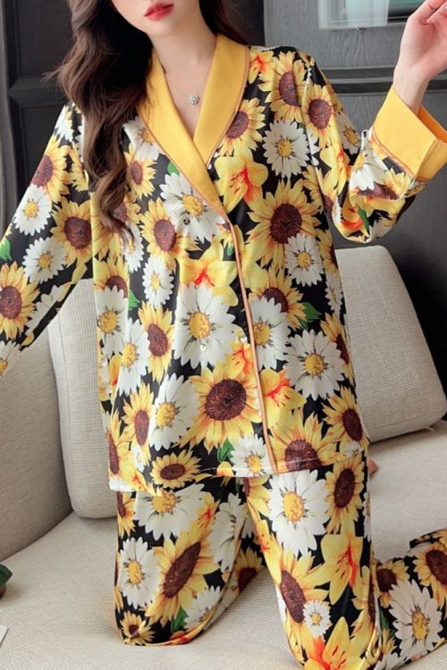 Ice Silk Printed Casual Pajamas